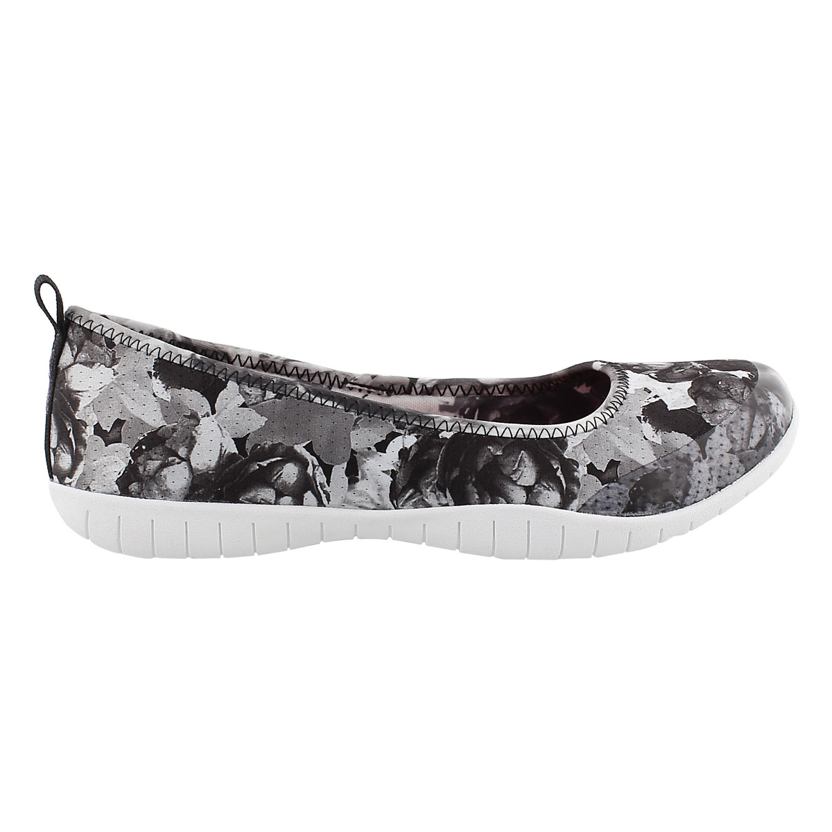 Lds Sweet Bouquet blk/wt ballerina flat