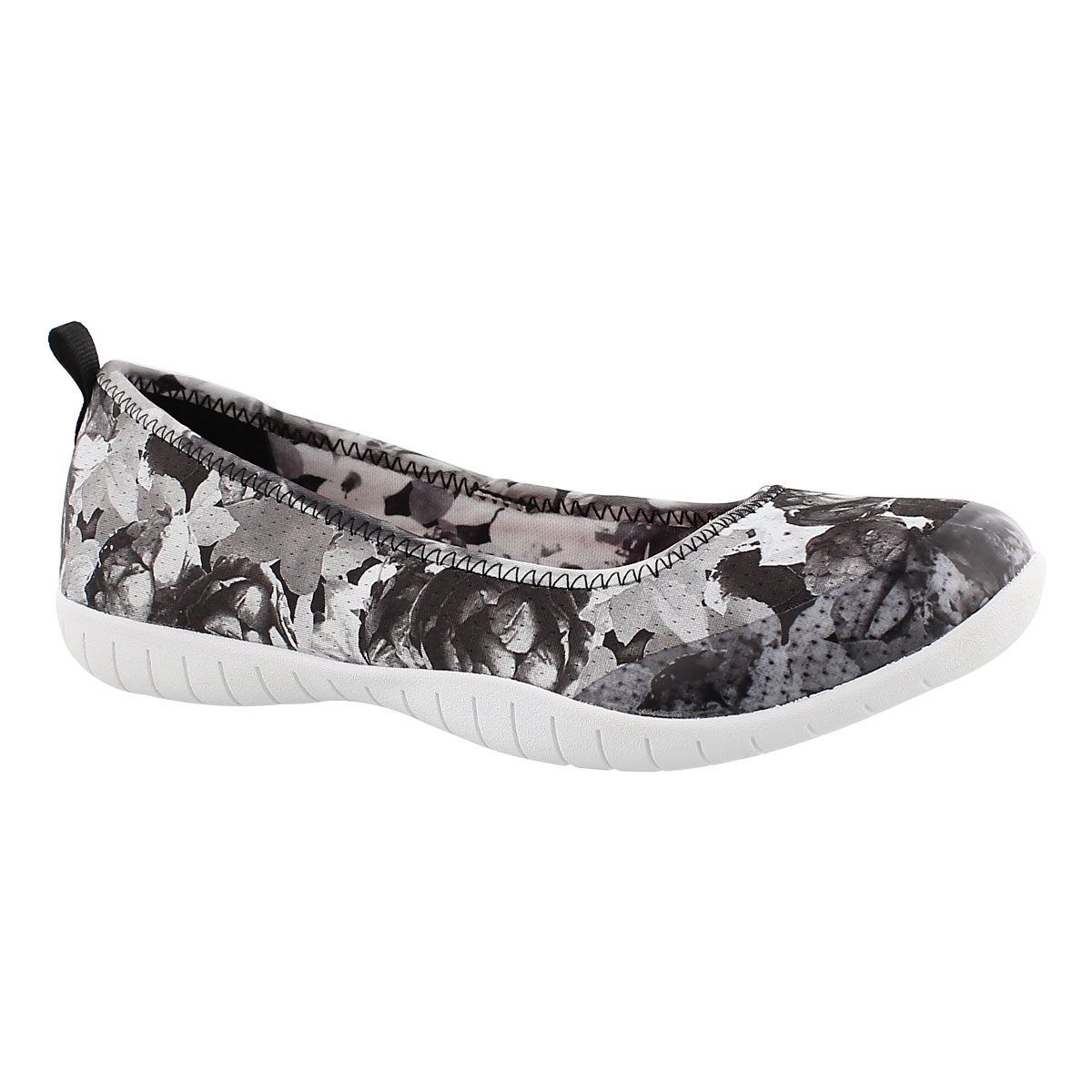 Lds Sweet Bouquet blk/wt ballerina flat