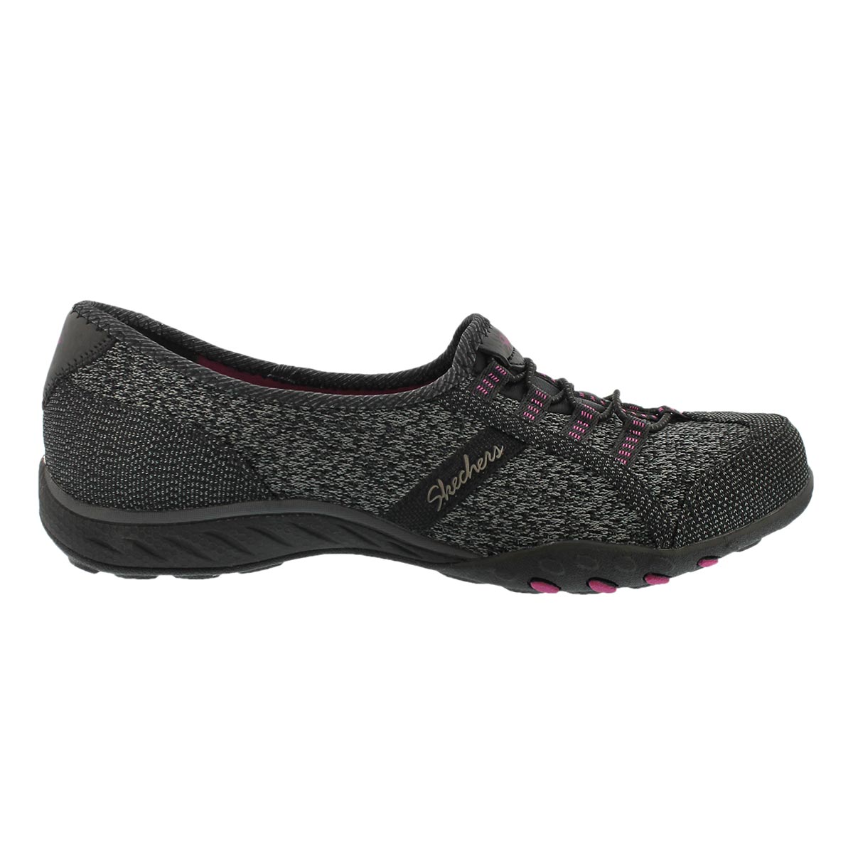 Lds Breathe-Easy blk/pnk slip on sneaker