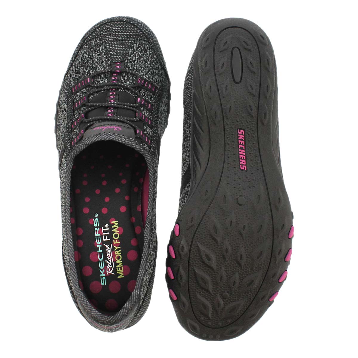 Lds Breathe-Easy blk/pnk slip on sneaker