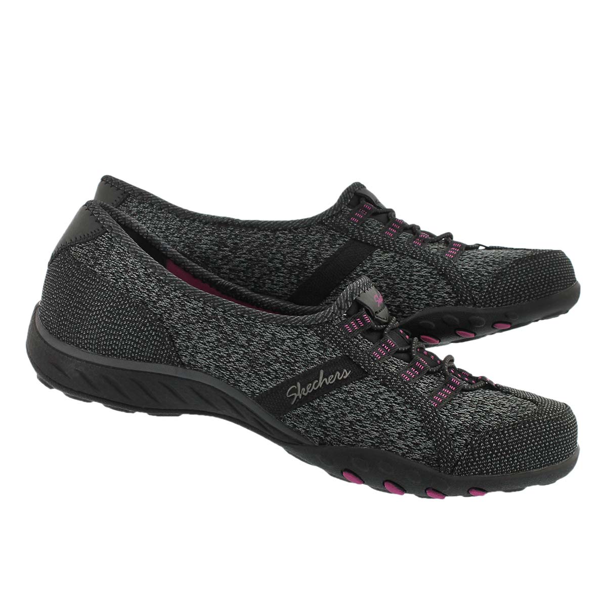 Lds Breathe-Easy blk/pnk slip on sneaker