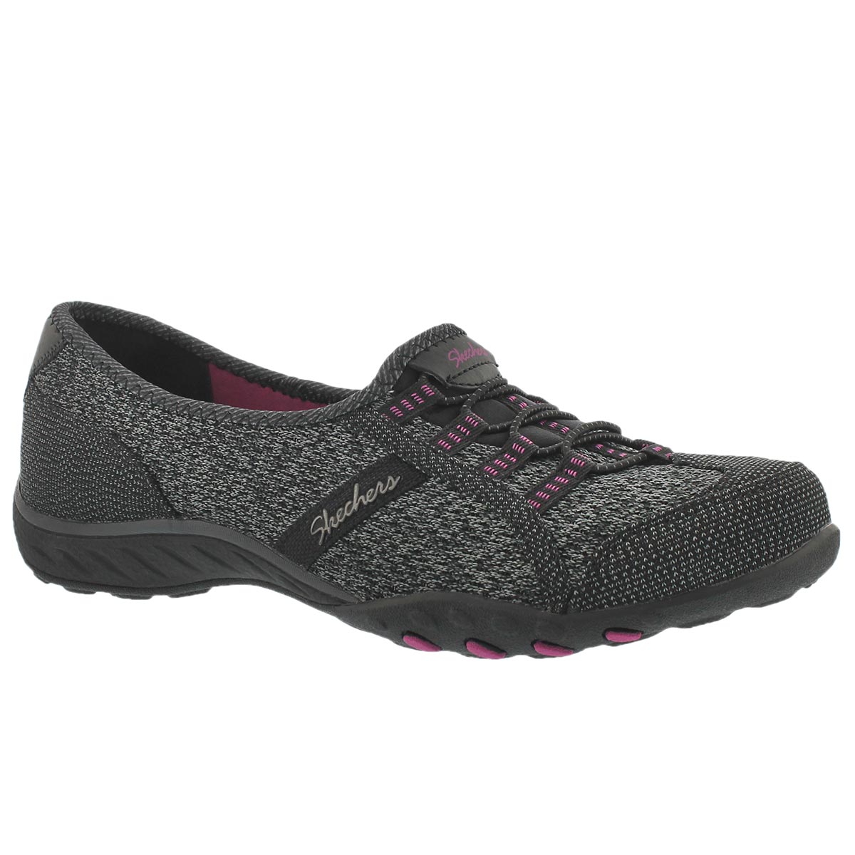 Lds Breathe-Easy blk/pnk slip on sneaker