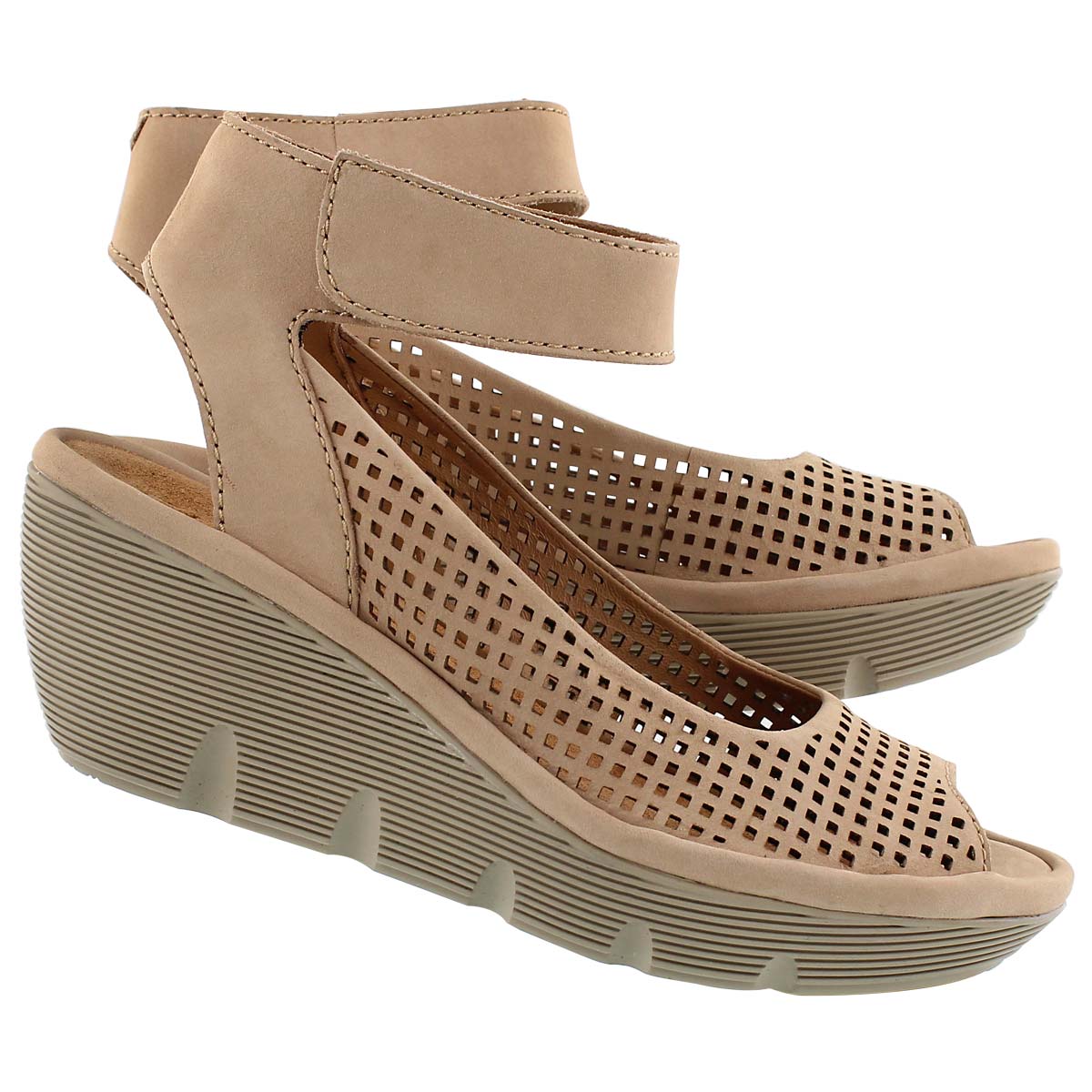 Lds Clarene Prima tan dress wedge