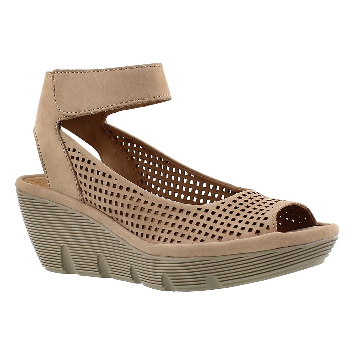 Lds Clarene Prima tan dress wedge
