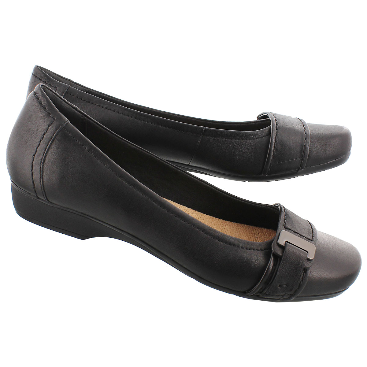 Lds Blanche Dotty black dress slip on