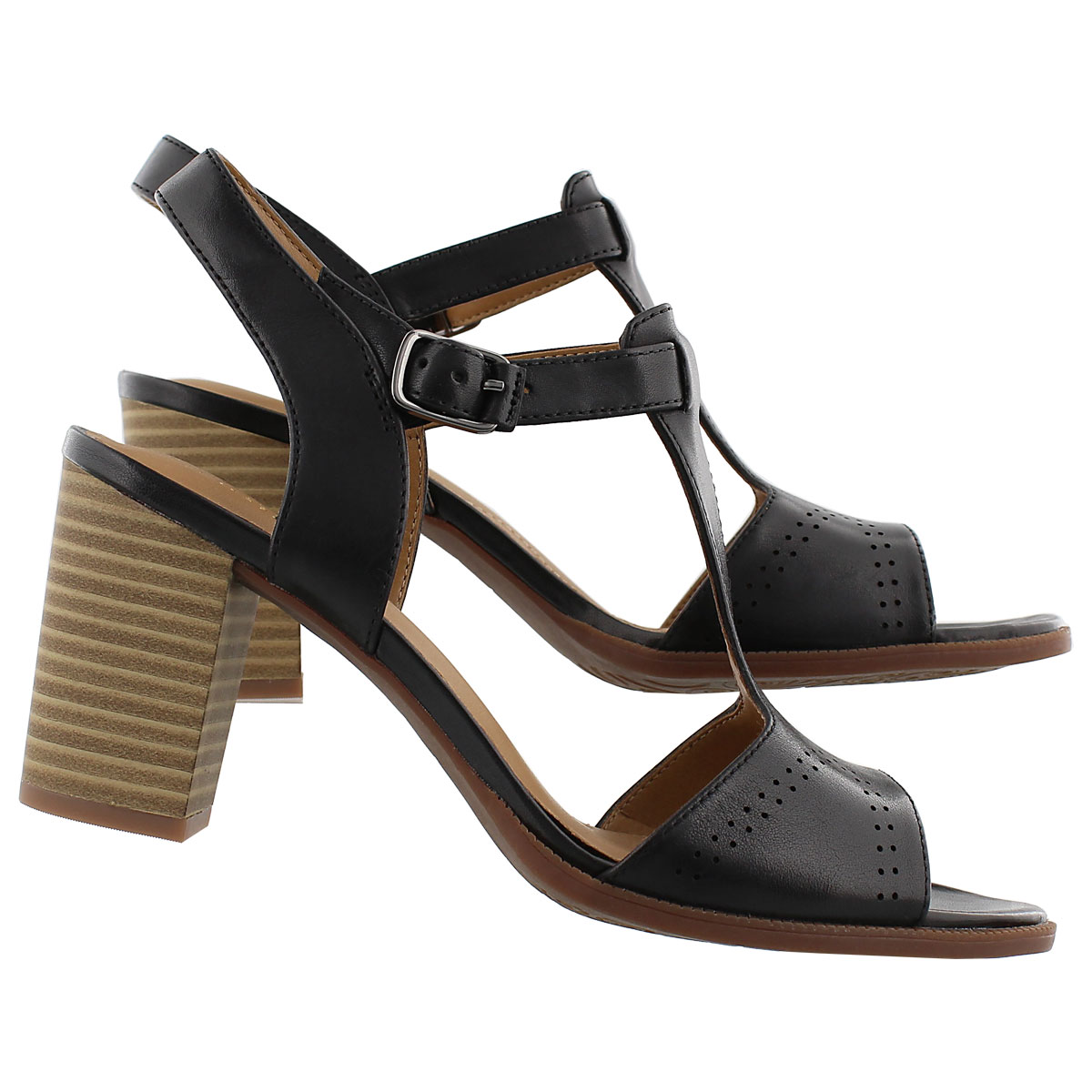 Lds Ciera Glass blk t-strap dress sandal