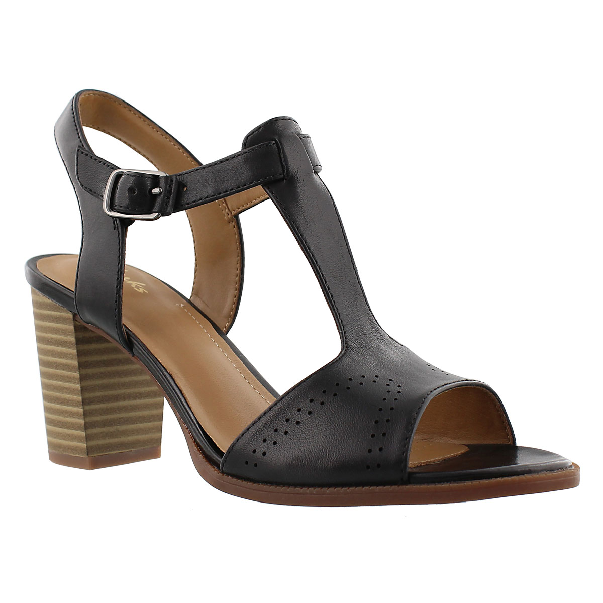 Lds Ciera Glass blk t-strap dress sandal