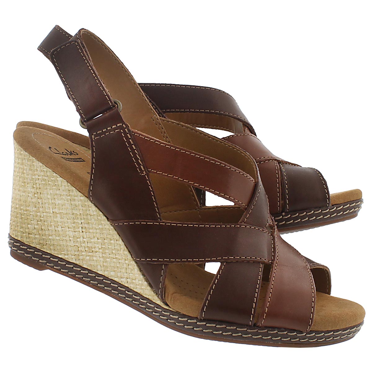 Lds Helio Coral brown multi wedge sandal