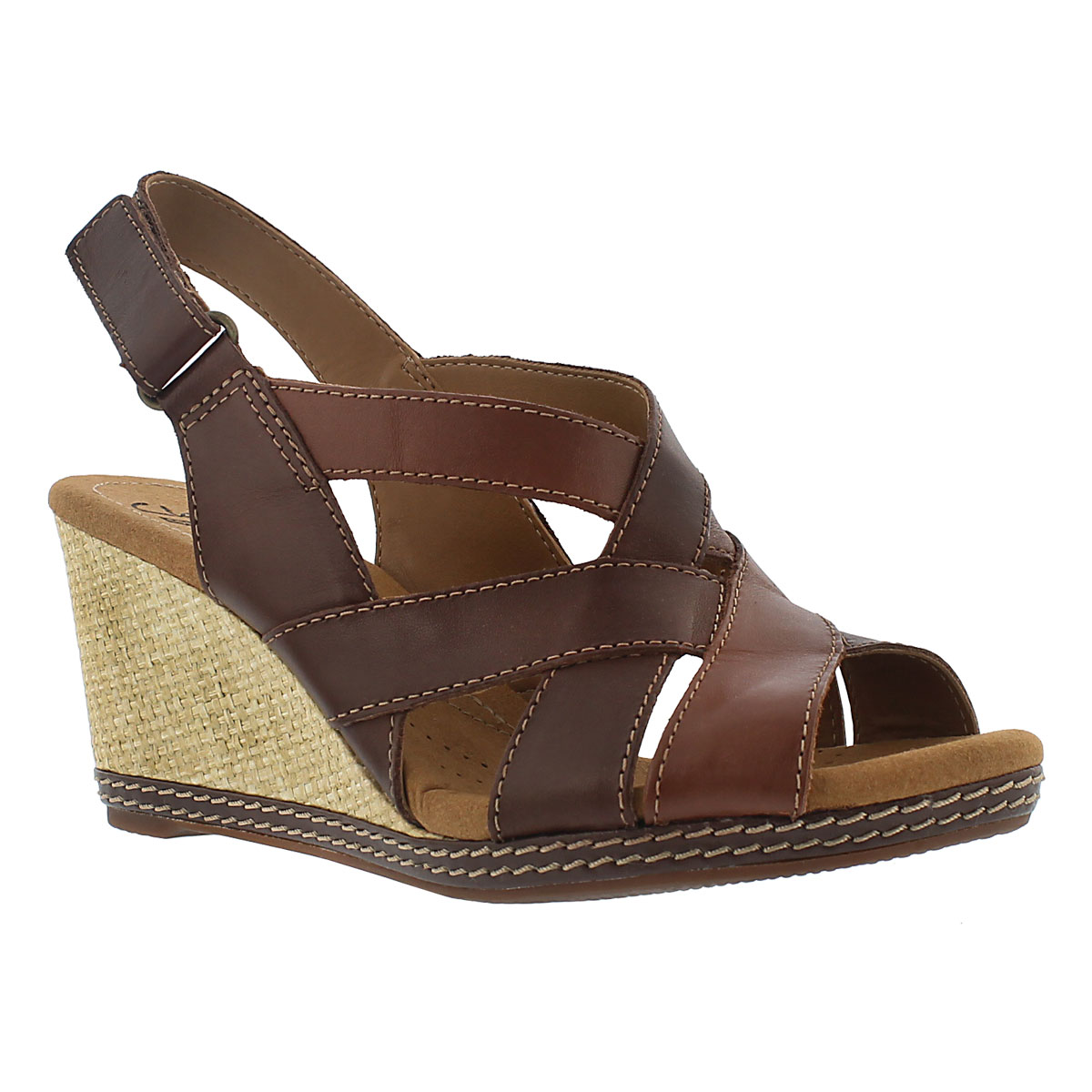Lds Helio Coral brown multi wedge sandal