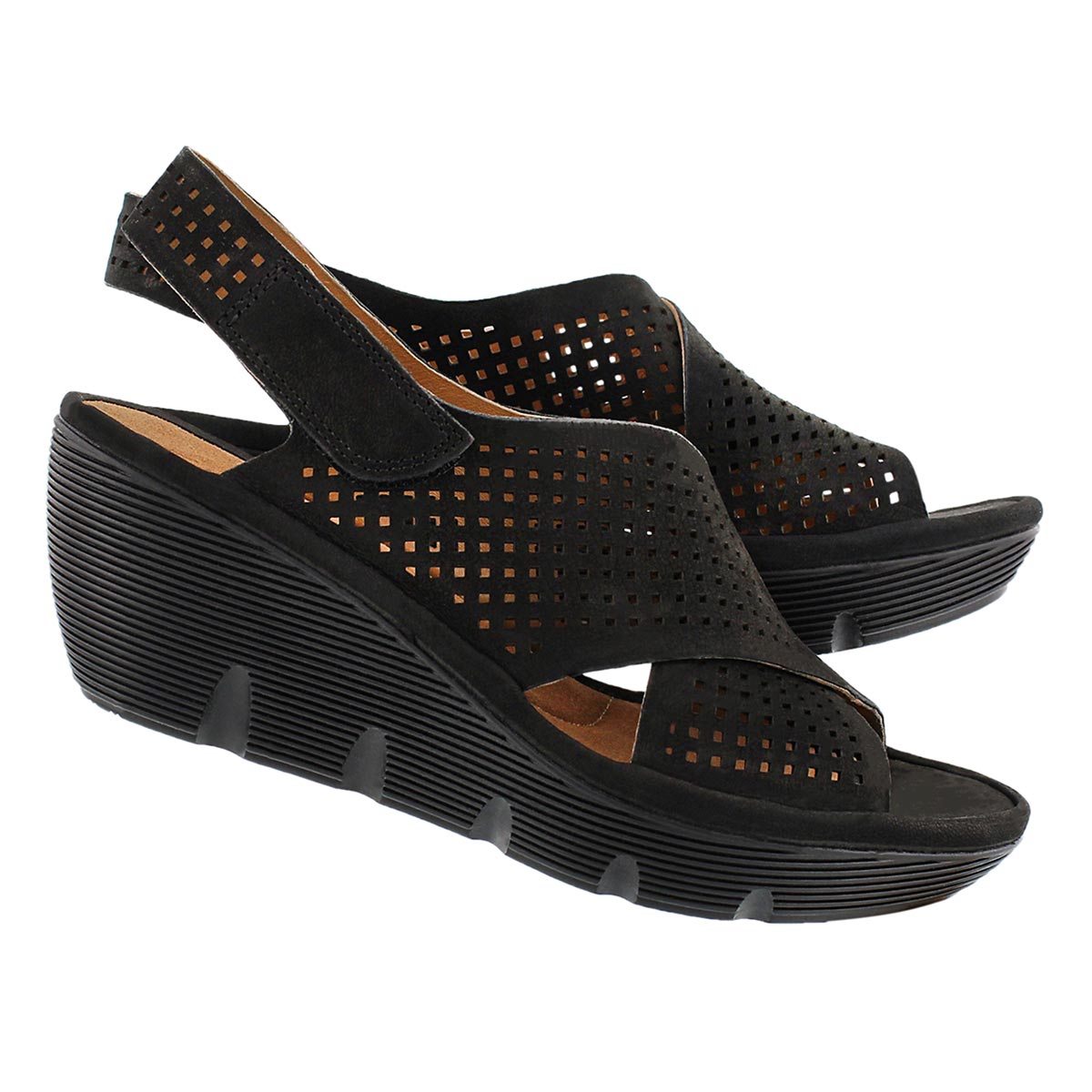 Lds Clarene Award blk wedge sandal