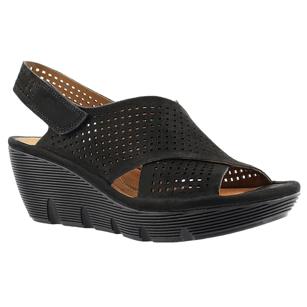 Lds Clarene Award blk wedge sandal
