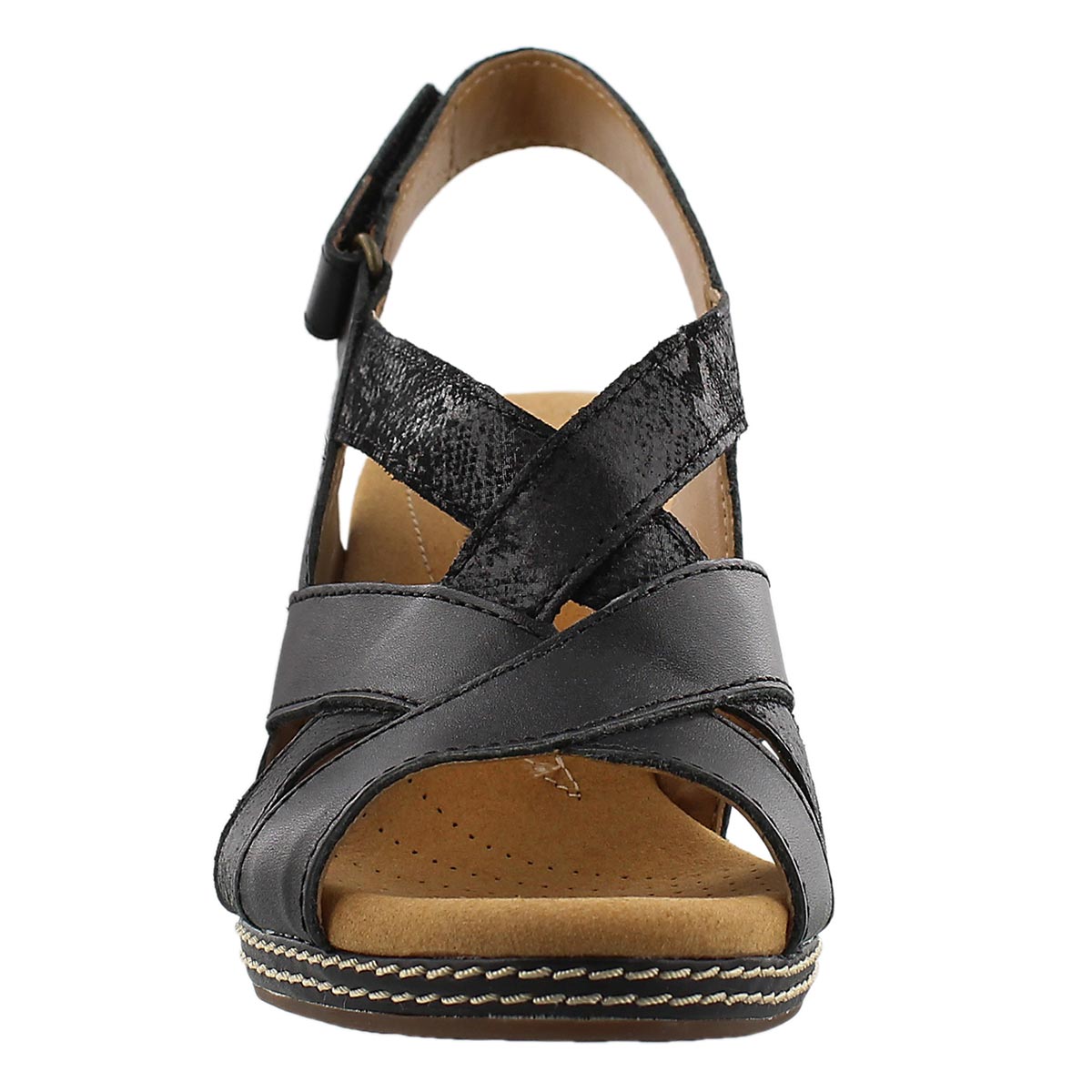 Lds Helio Coral black wedge sandal