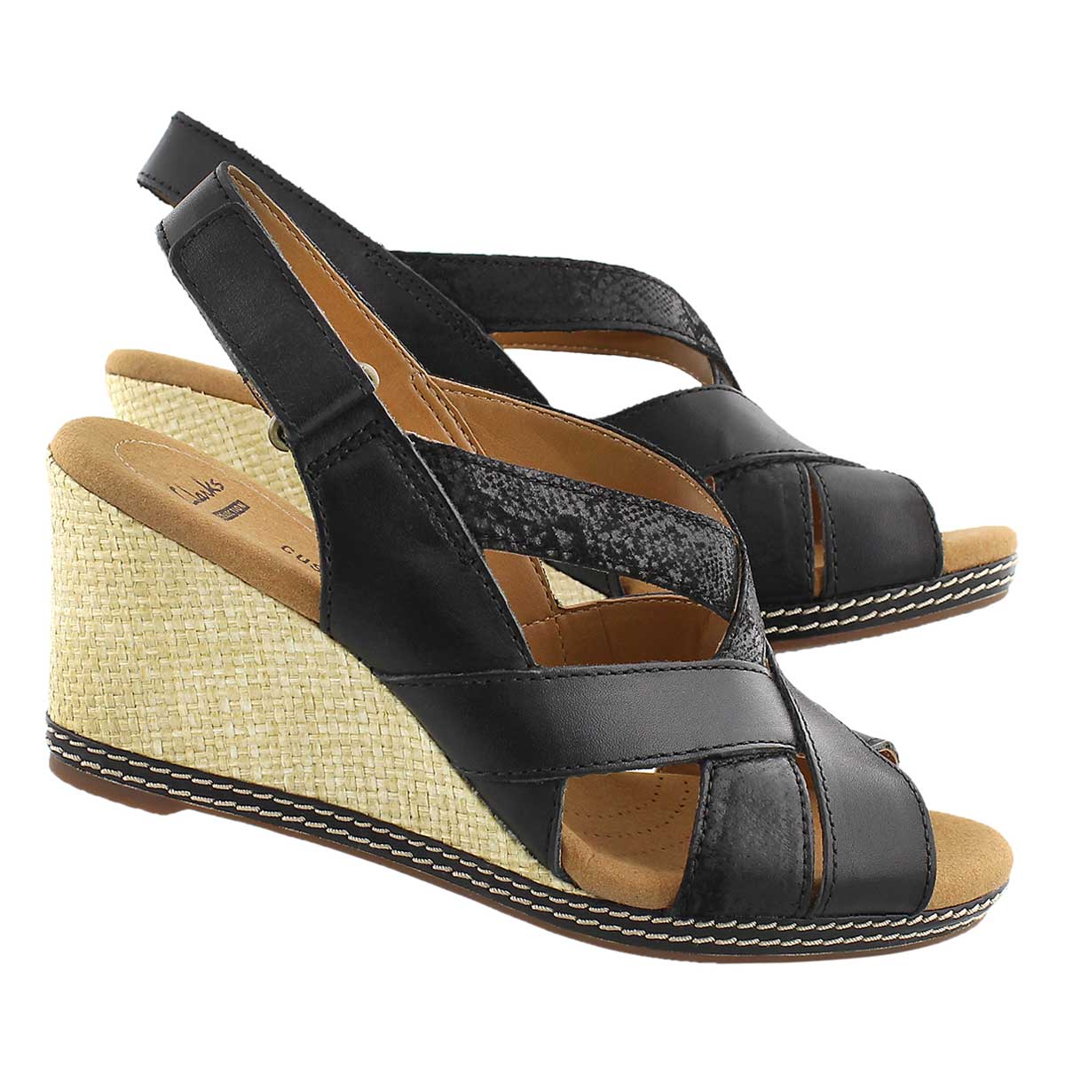 Lds Helio Coral black wedge sandal
