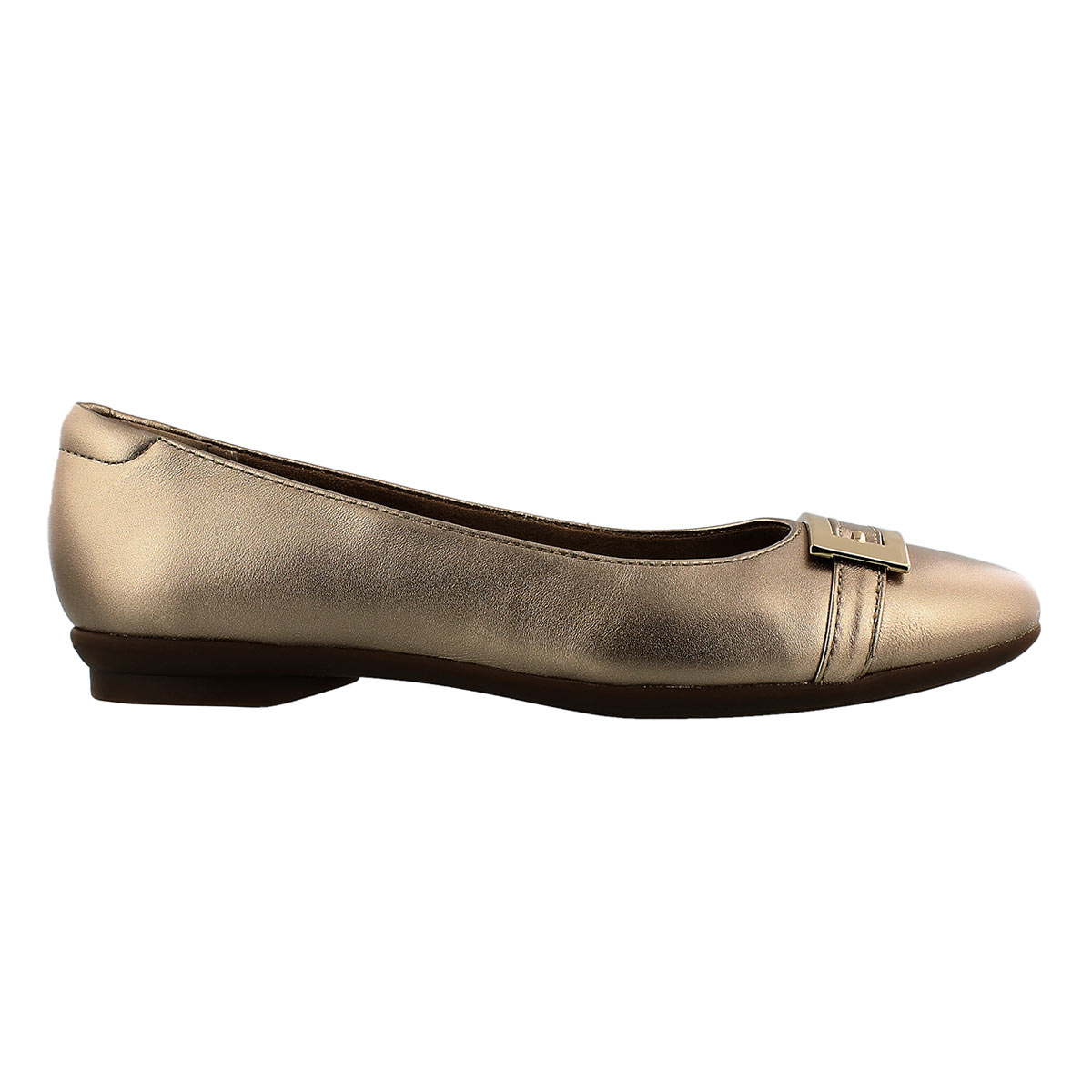 Lds Candra Glare gold dress flat - WIDE