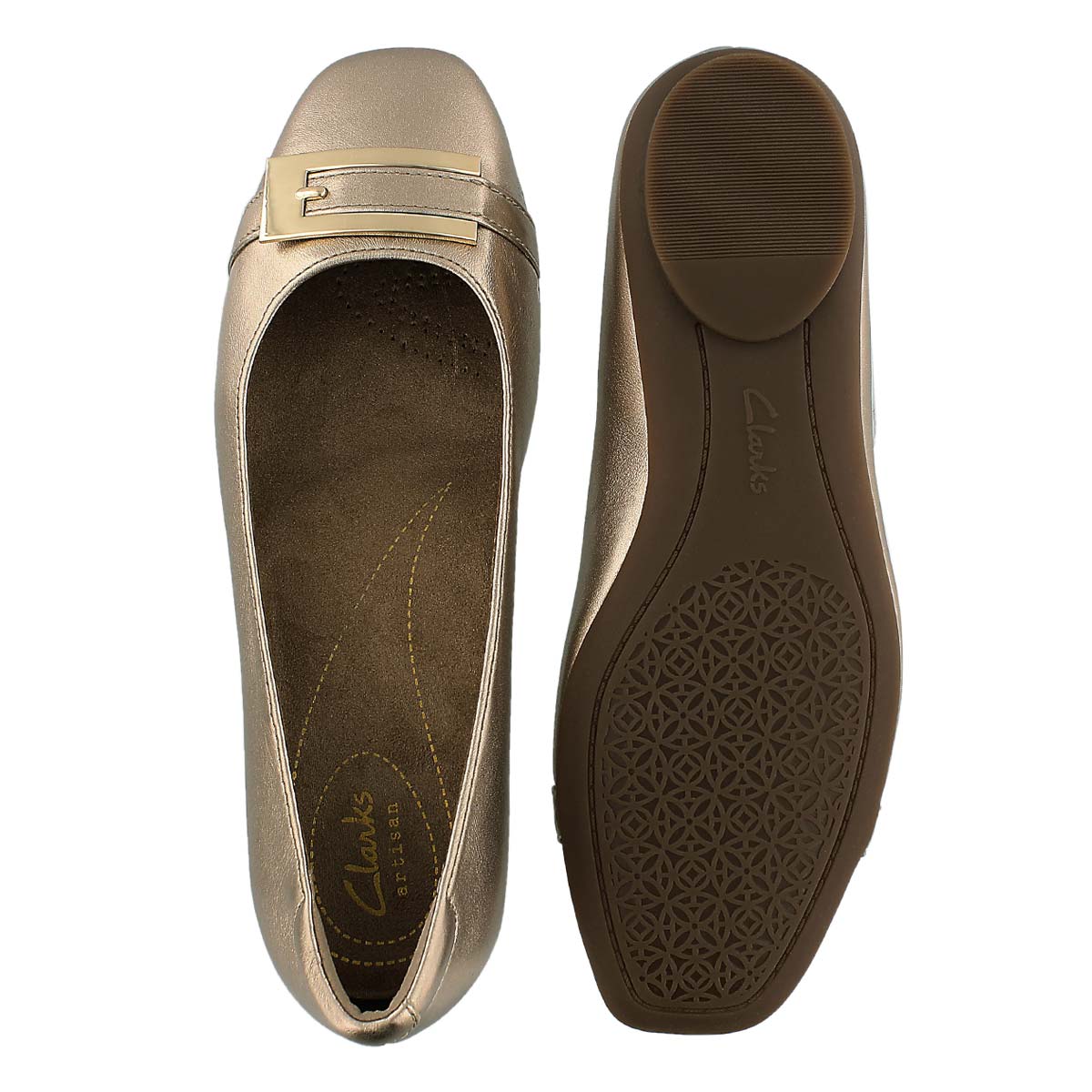 Lds Candra Glare gold dress flat - WIDE