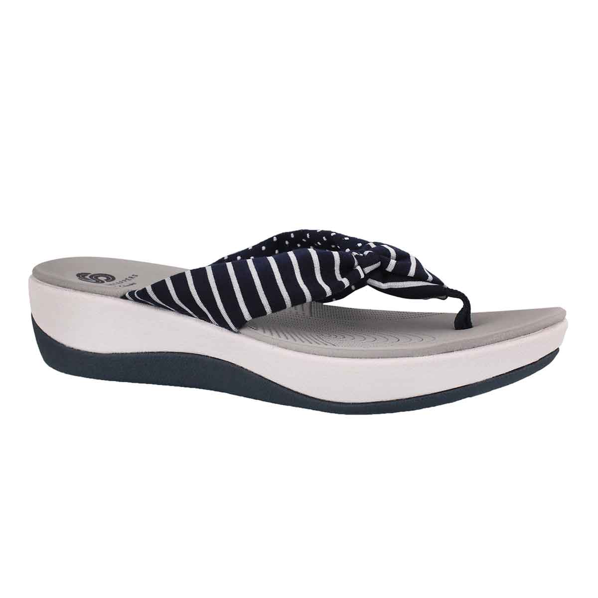 Women's ARLA GLISON navy print thong wedge sandal