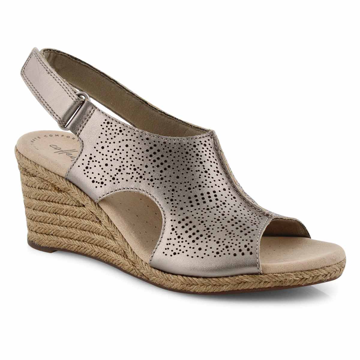 Lds Lafley Rosen pewter wedge sandal