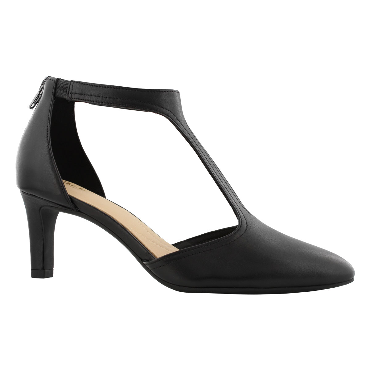 Lds Calla Lily black t-strap heel