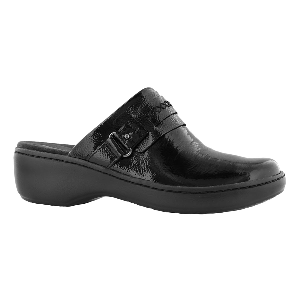 Lds Delana Amber black pat casual clog