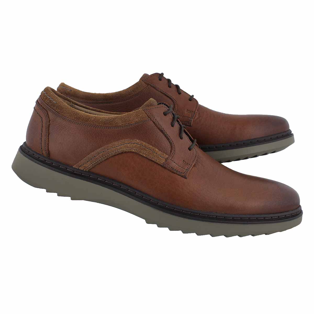 Mns Un Geo Lace dark tan laceup oxford
