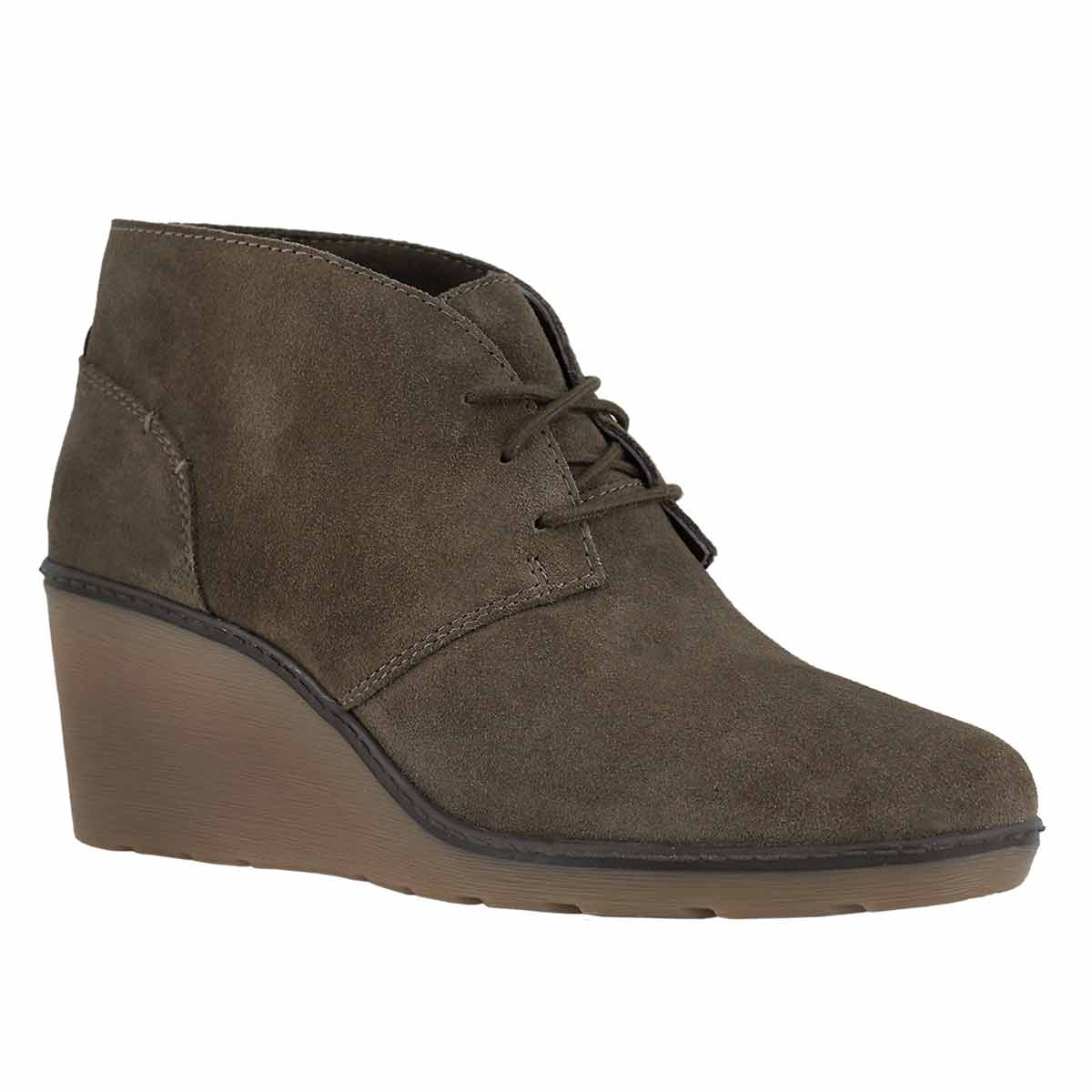 Lds Hazen Charm olive lace up wedge boot