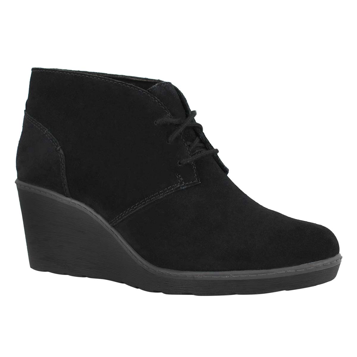 Lds Hazen Charm black lace up wedge boot