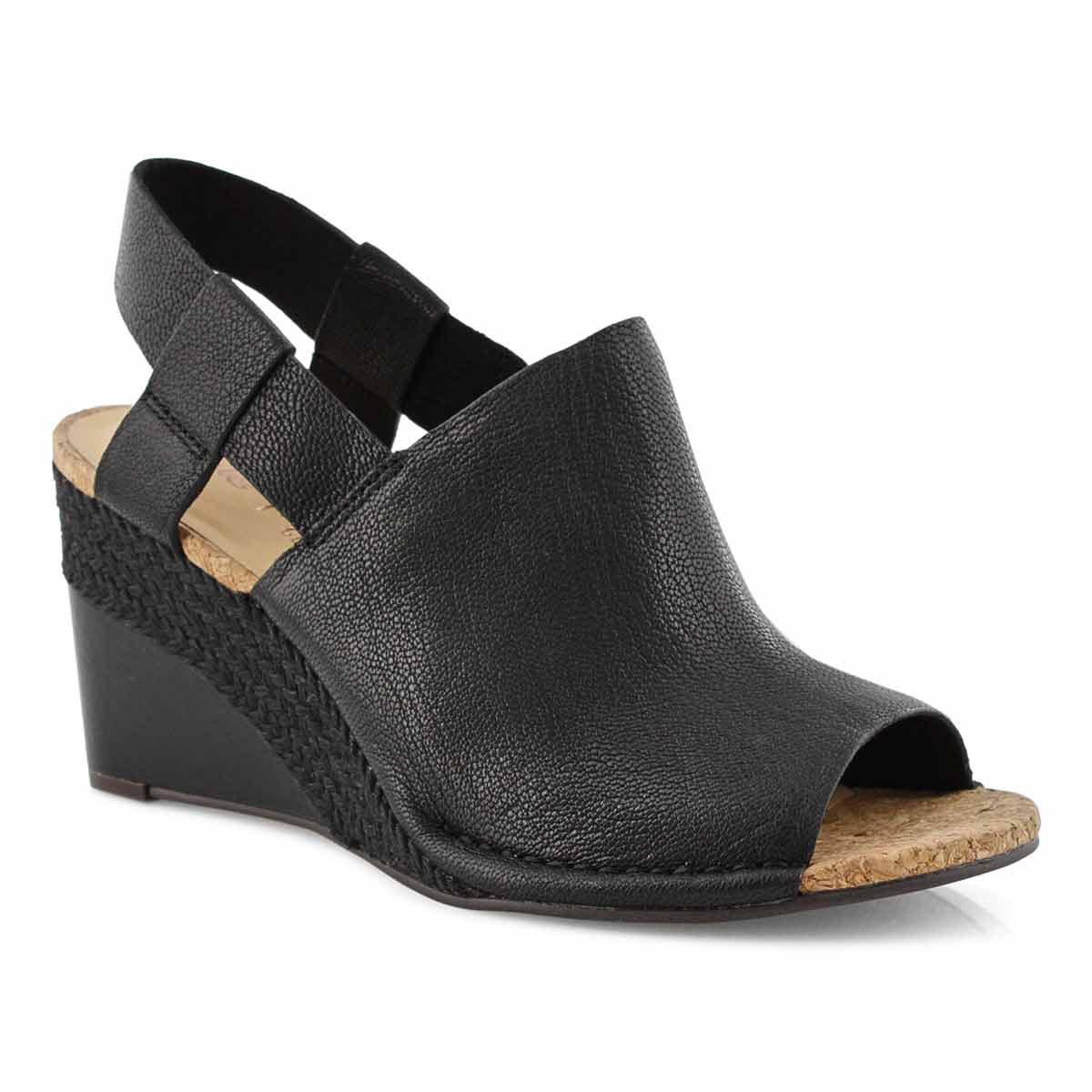 Lds Spiced Bay black dress wedge sandal