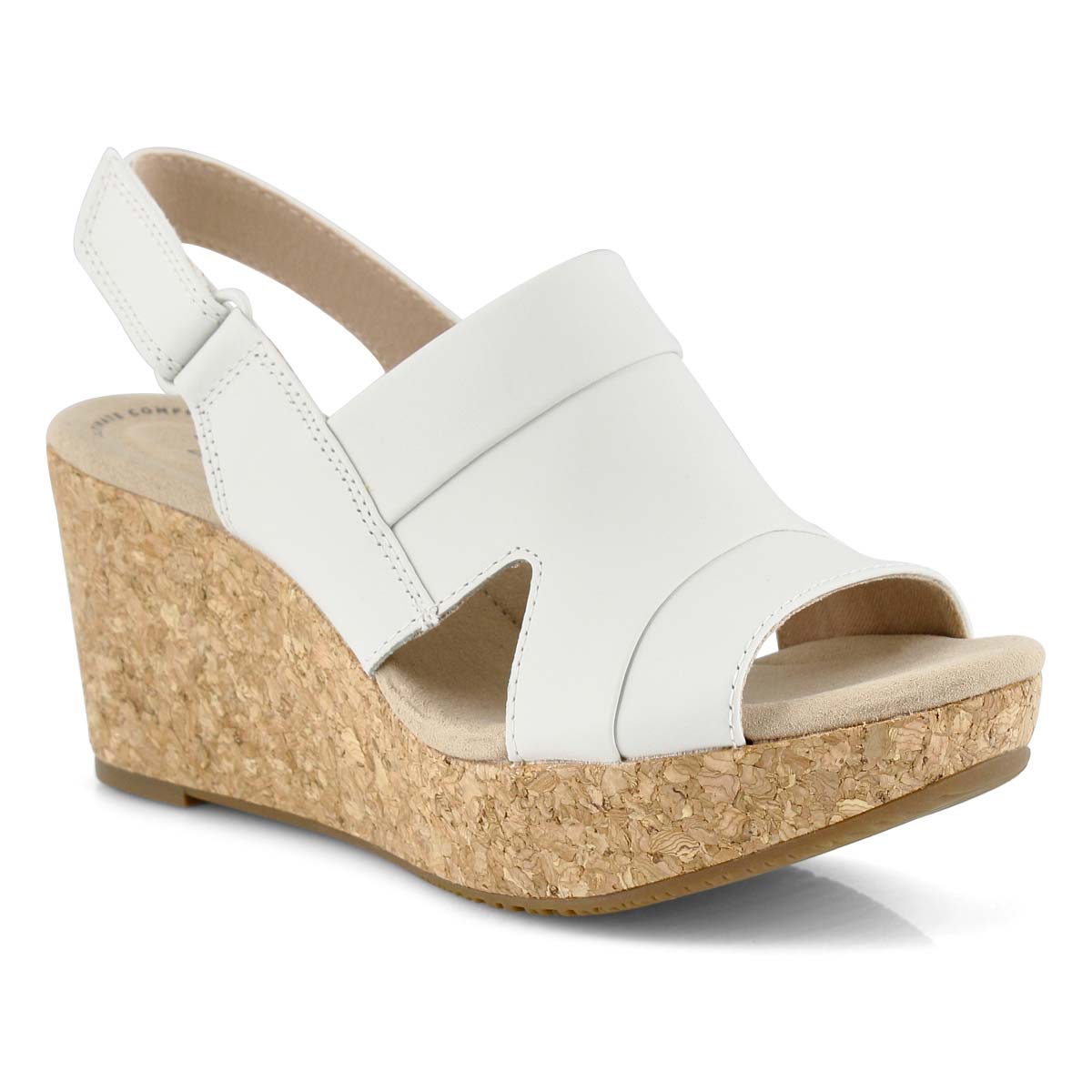 Lds Annadel Ivory wht lthr wedge sandal