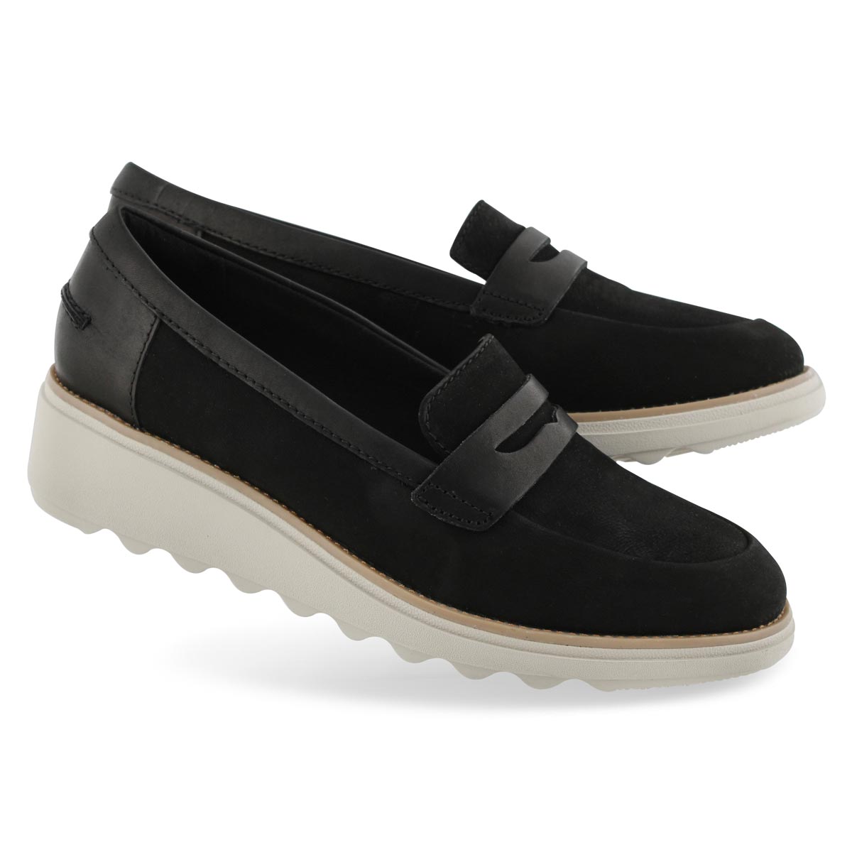 clarks sharon ranch wedge penny loafer
