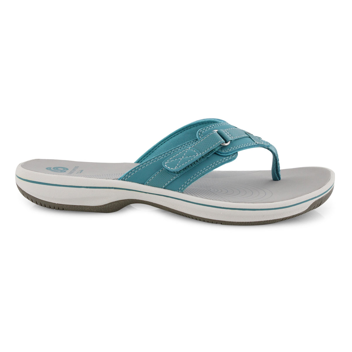 Clarks Women's BREEZE SEA aqua thong sandals | SoftMoc.com