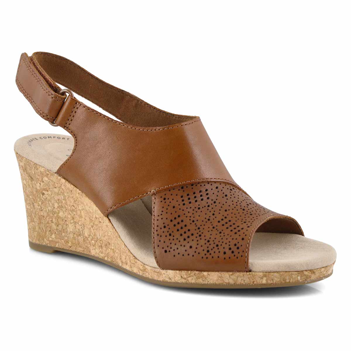 clarks tan wedge sandals