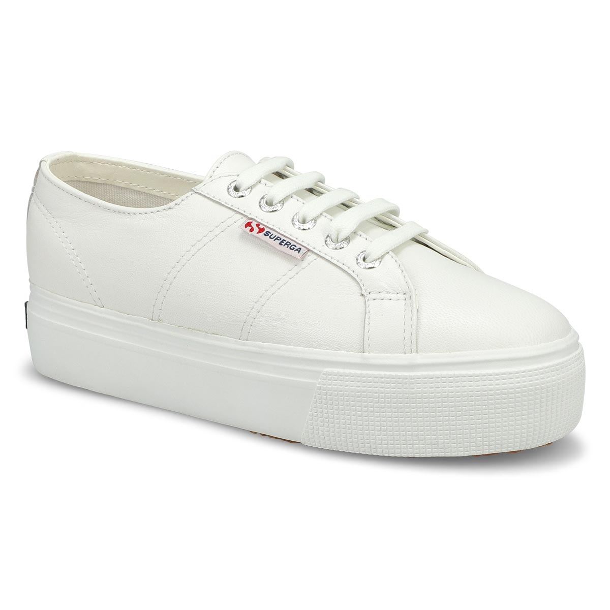 Lds Platform white leather sneaker