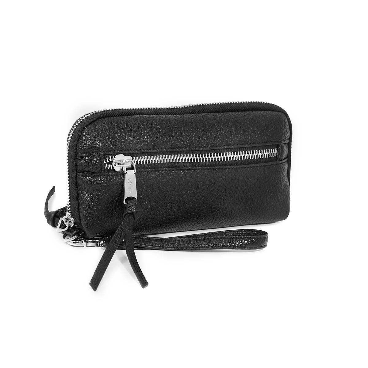 Lds blk croco print wristlet wallet