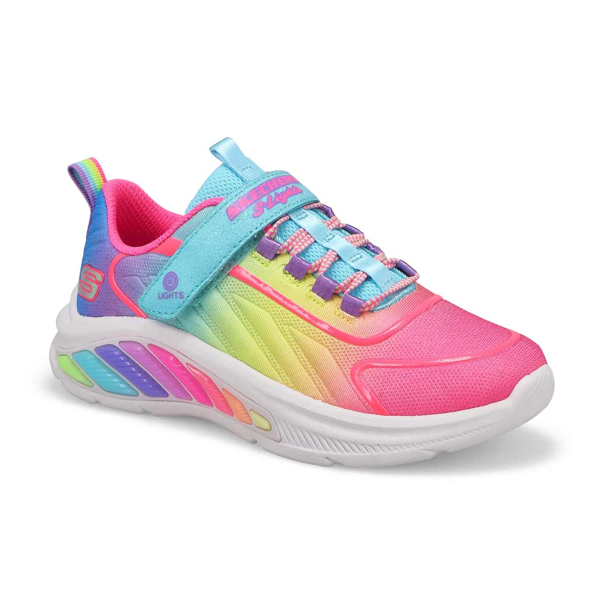 Girls Rainbow Cruisers Light Up Sneaker -Turquoise/Multi