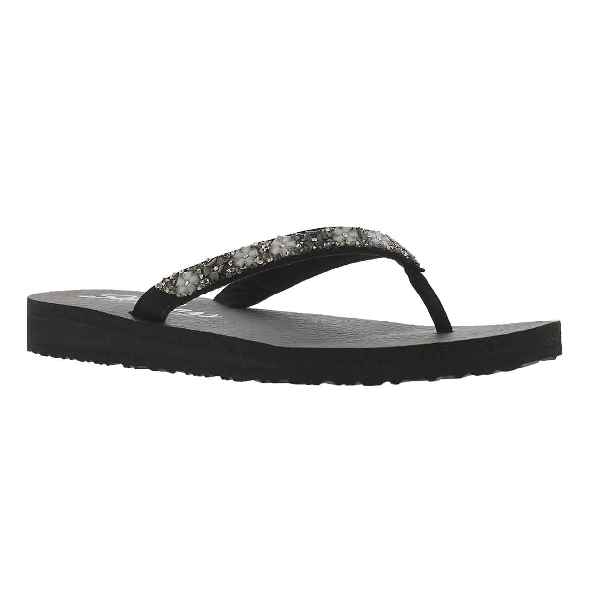 Women's MEDITATION DAISY DELIGHT blk flip flops