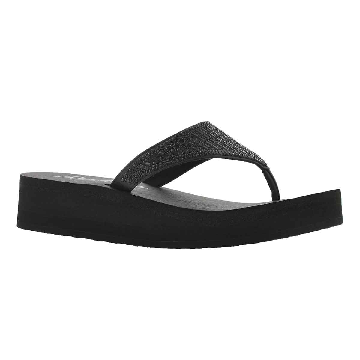 Lds Vinyasa black rhinestone wdg sndl