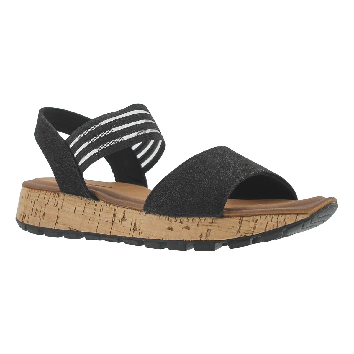 Women's FOOTSTEP MARKERS black wedge sandals