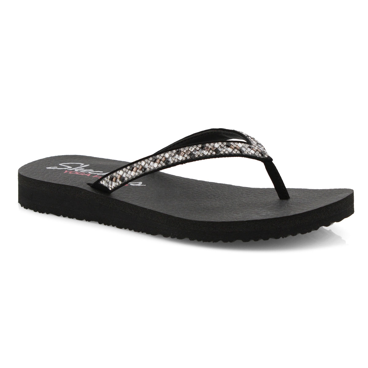 Lds Meditation blk rhinestone flip flop