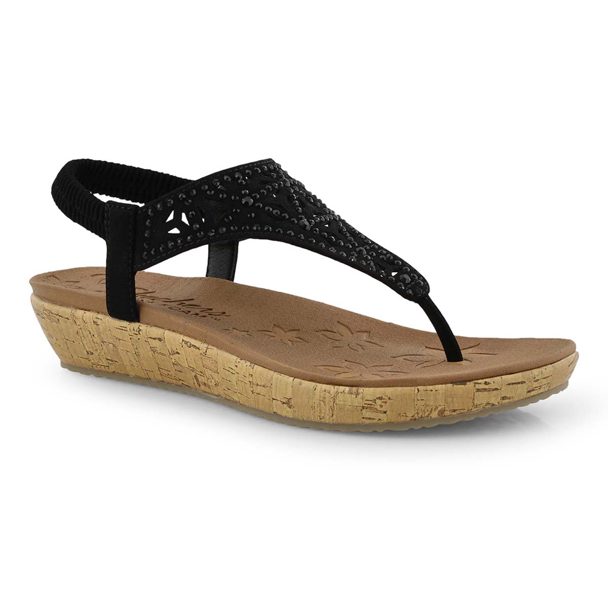 Lds Brie black rhinestone thng sndl