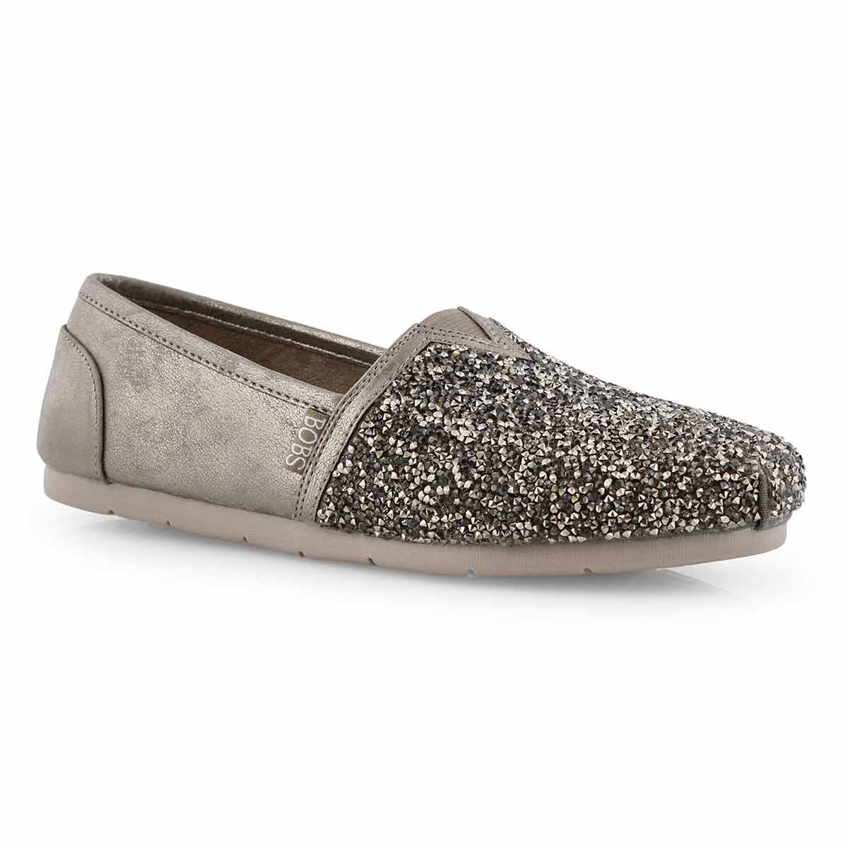 Lds Luxe Bobs Glitterville pwtr slip on