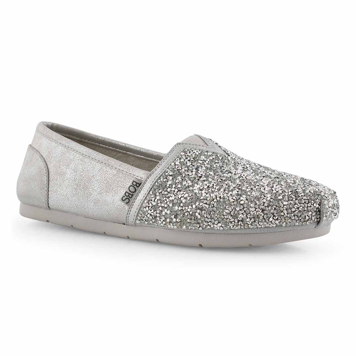 Lds Luxe Bobs Glitterville silvr slip on