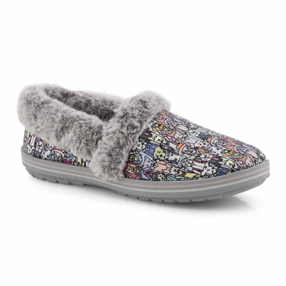 Lds Bobs Too Cozy grey/multi slipper