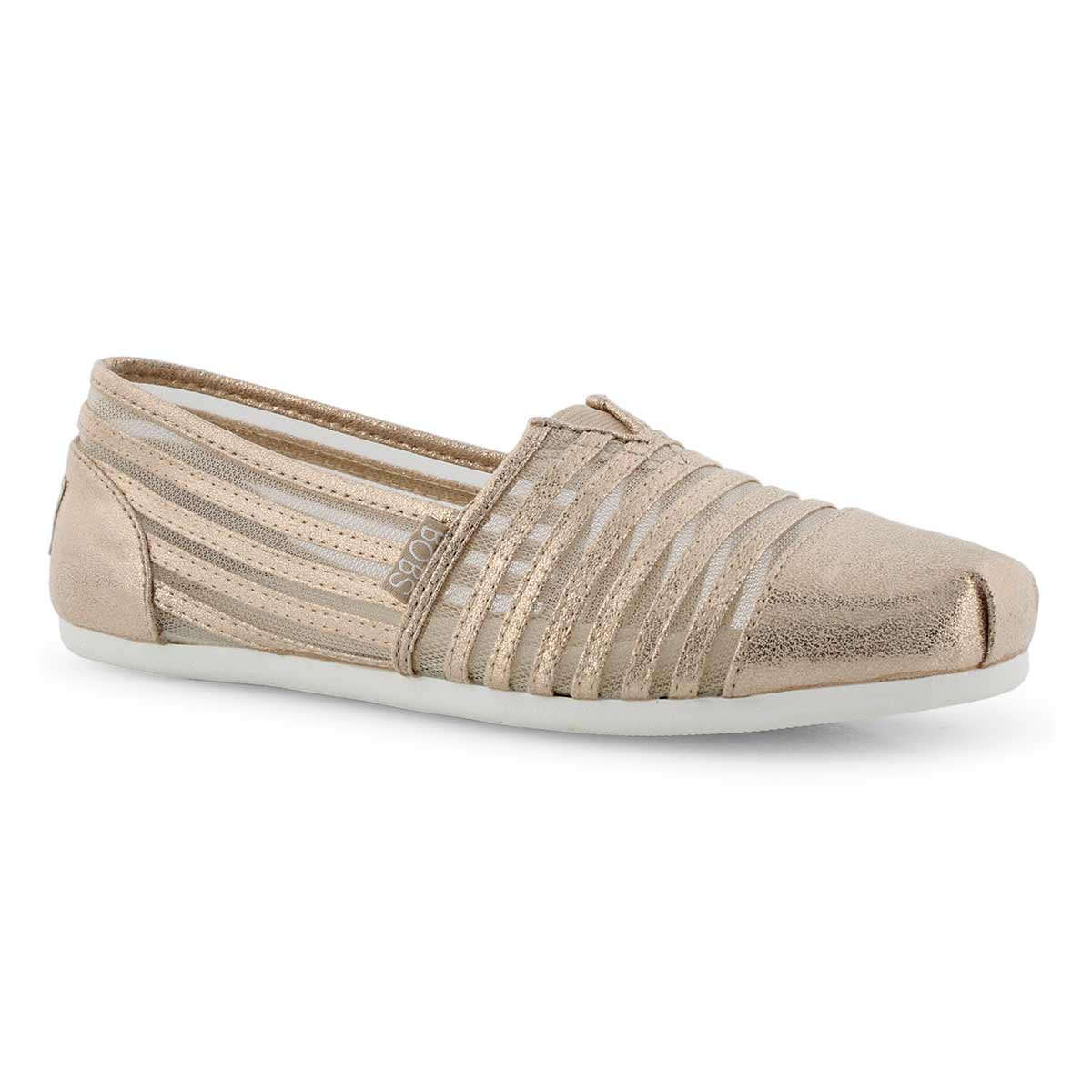 Lds Bobs Plush champagne casual slip on