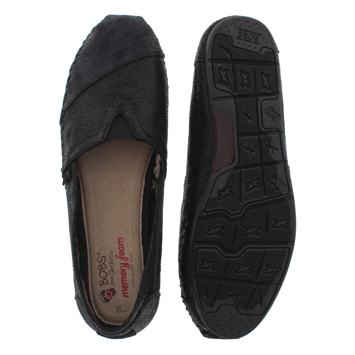 Lds Bobs Luxe Rain Dance blk slip on