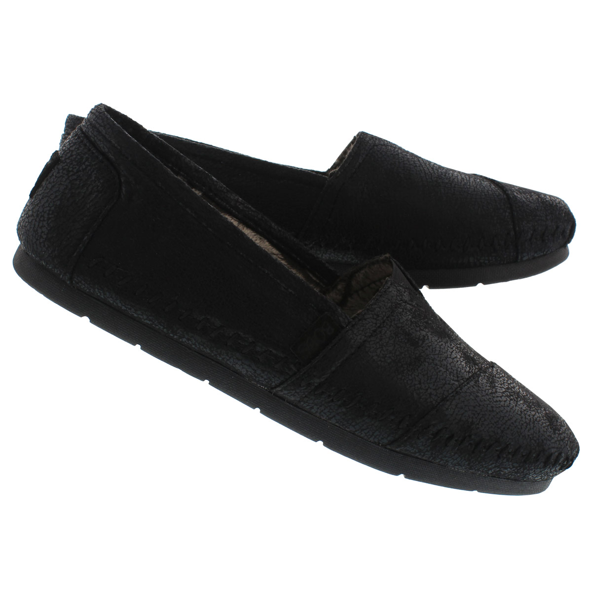 Lds Bobs Luxe Rain Dance blk slip on