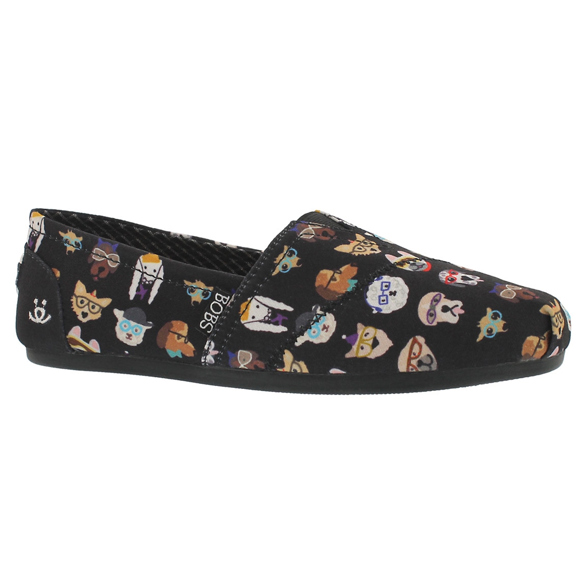 Women's BOBS PLUSH PUP SMARTS black slip ons