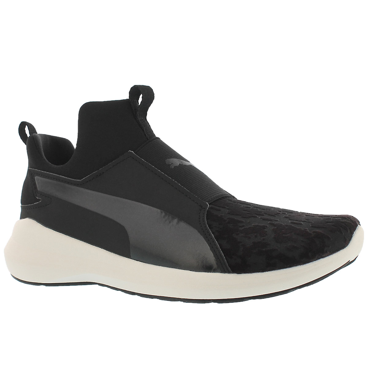 Women's REBEL MID VELVET ROPE blk slip on sneakers