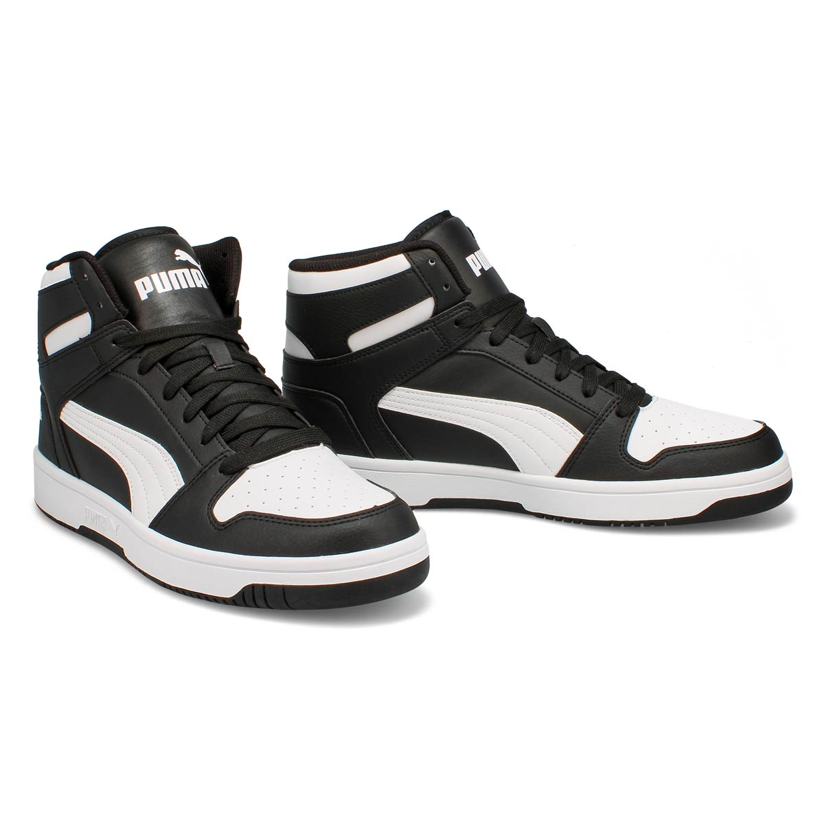 puma round toe lace up sneakers black
