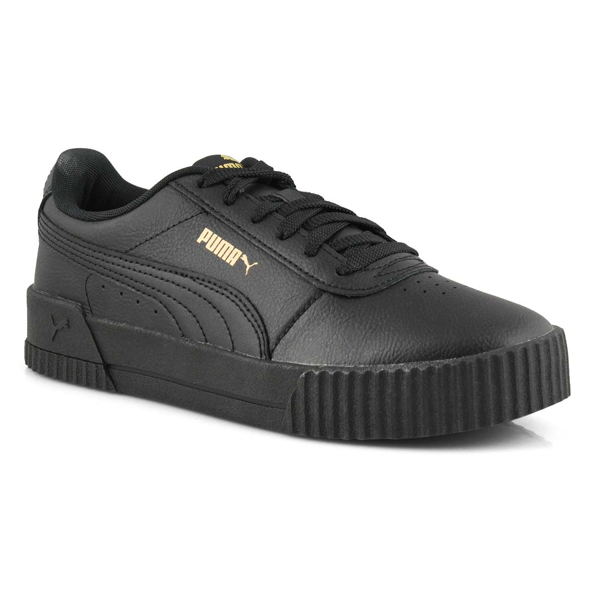 Lds Carina L blk/gld lace up sneaker