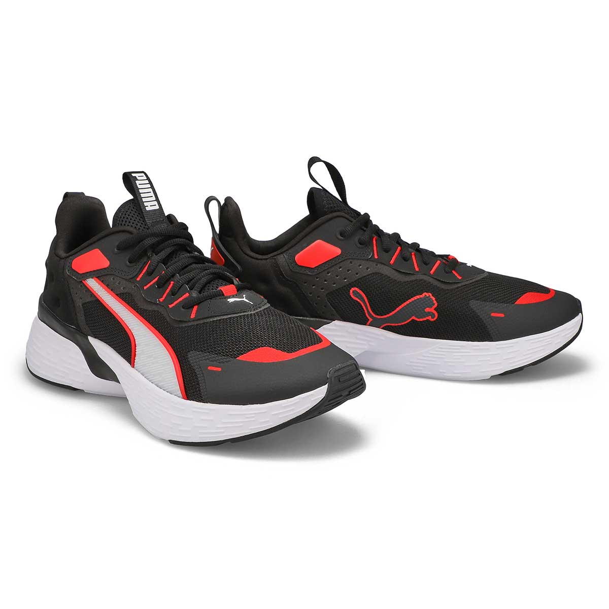 Mens Softride Sway Mesh Sneaker - Black/White/Red